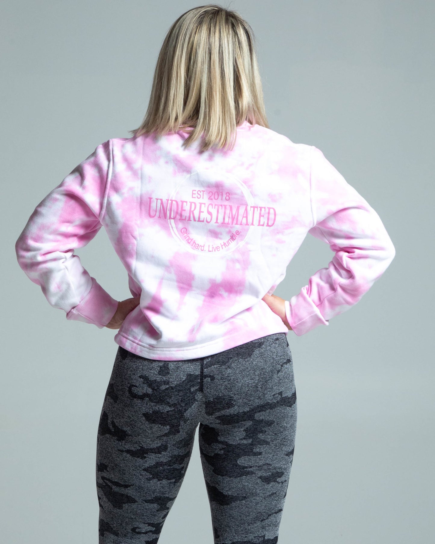Tie-dye Crop Crew - Powder Pink