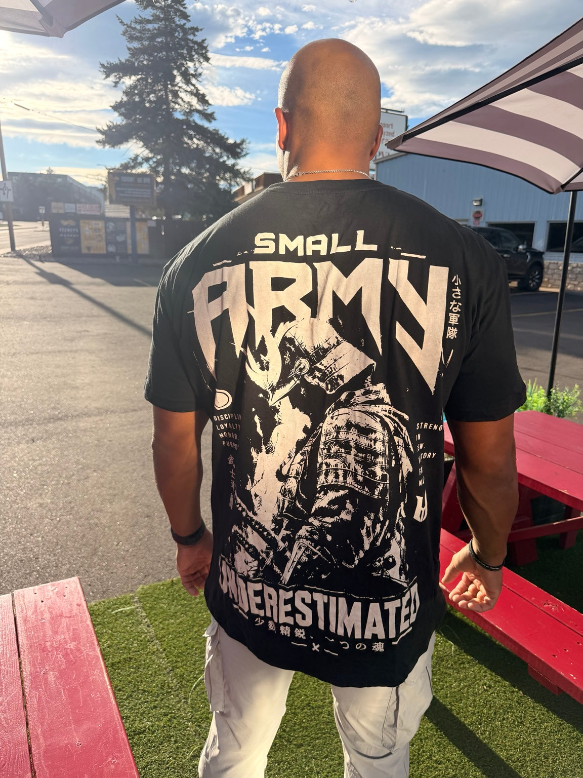 Small Army black T-shirt back design