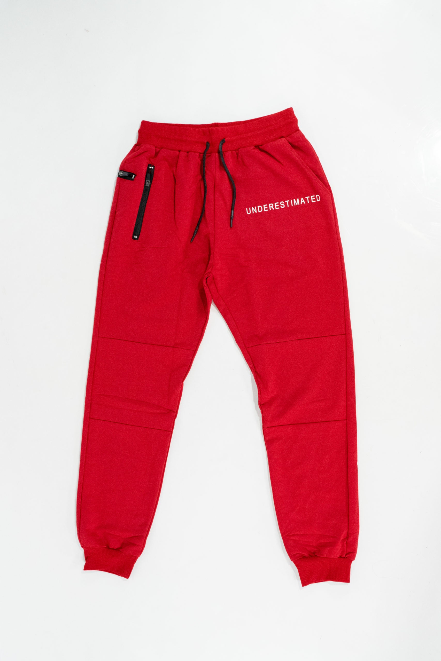 Front view of championship red elite jogger pants
