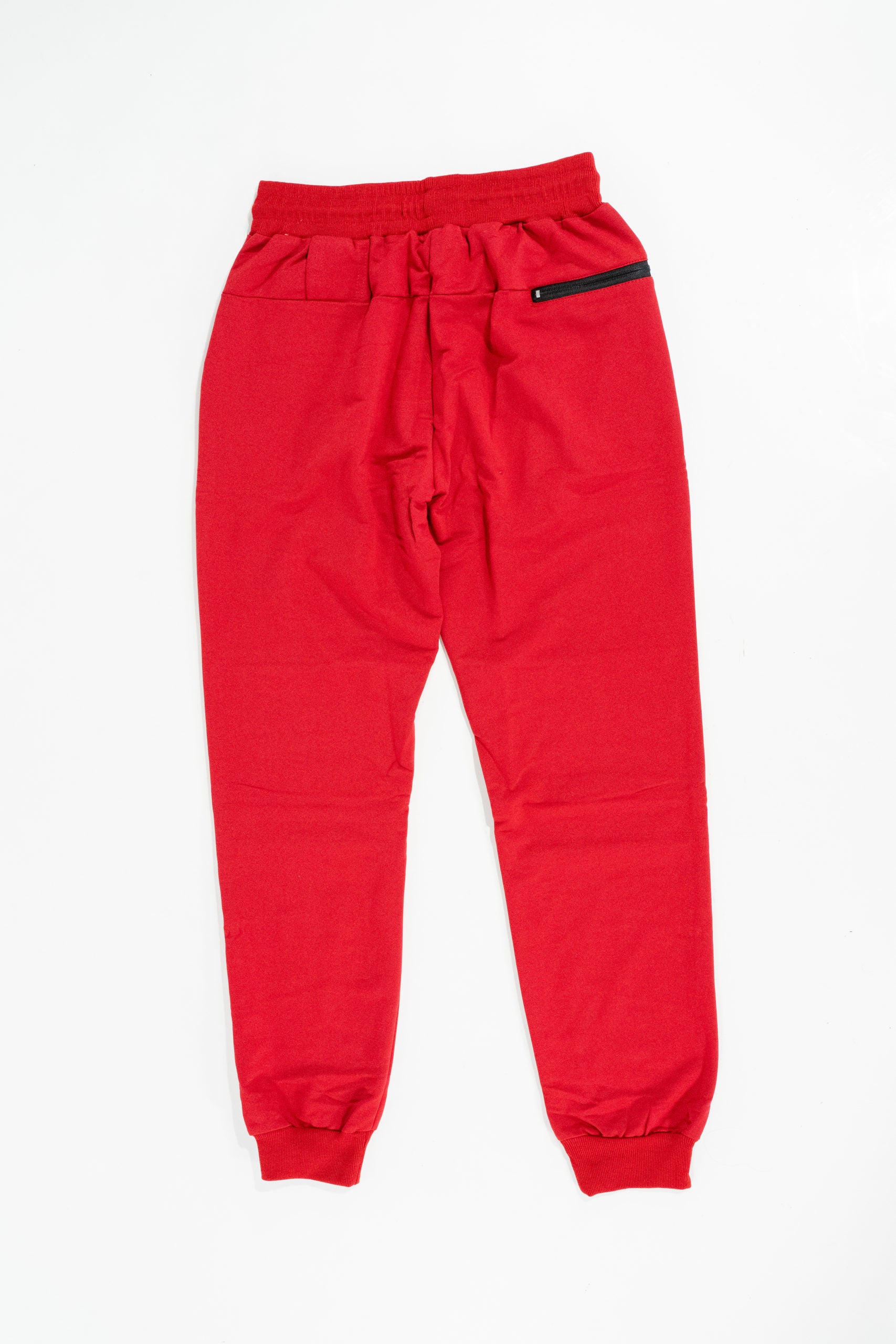 Back view of championship red elite jogger pants