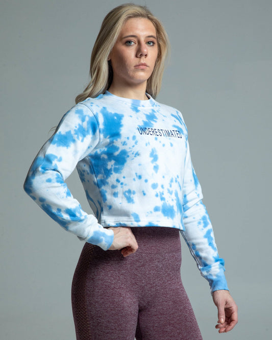 Tie-dye Crop Crew - Sky Blue